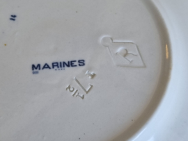 Petrus Regout Marines donkerblauw ontbijtbord 19,5 cm (hoekig model, ster)