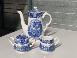 Engels blauw Woods Ware Koffiestel