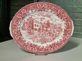 Engels rood Coaching Taverns Royal Tudorware Staffordshire Serveerschaal 31 cm