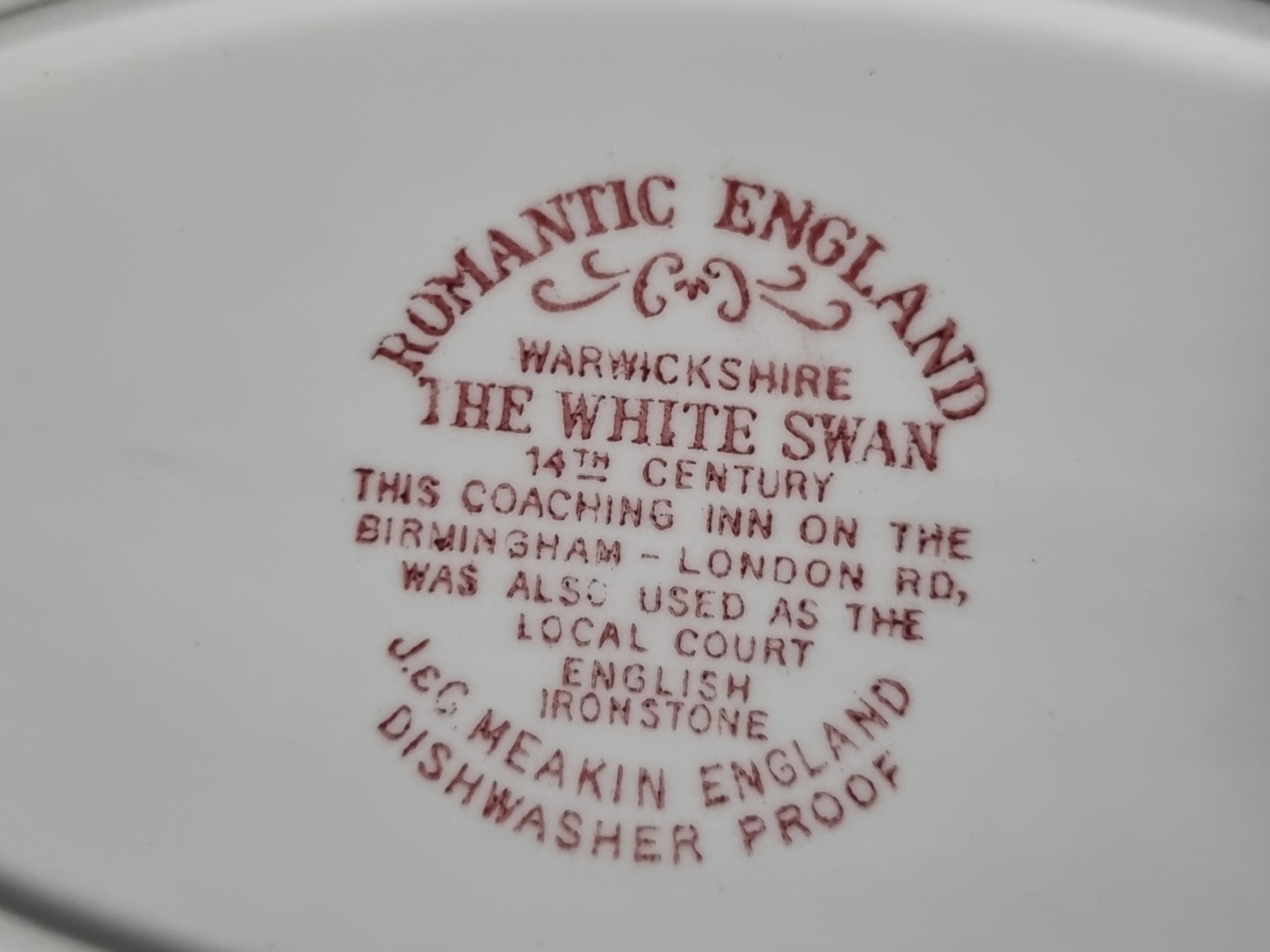 Engels rood Meakin Romantic England ovaal schaaltje 22 cm