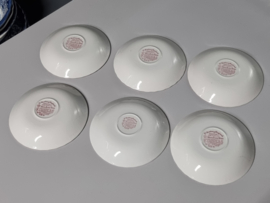 Engels rood 17th Century England Royal Tudor Ware Staffordshireset 6x Kop en schotel
