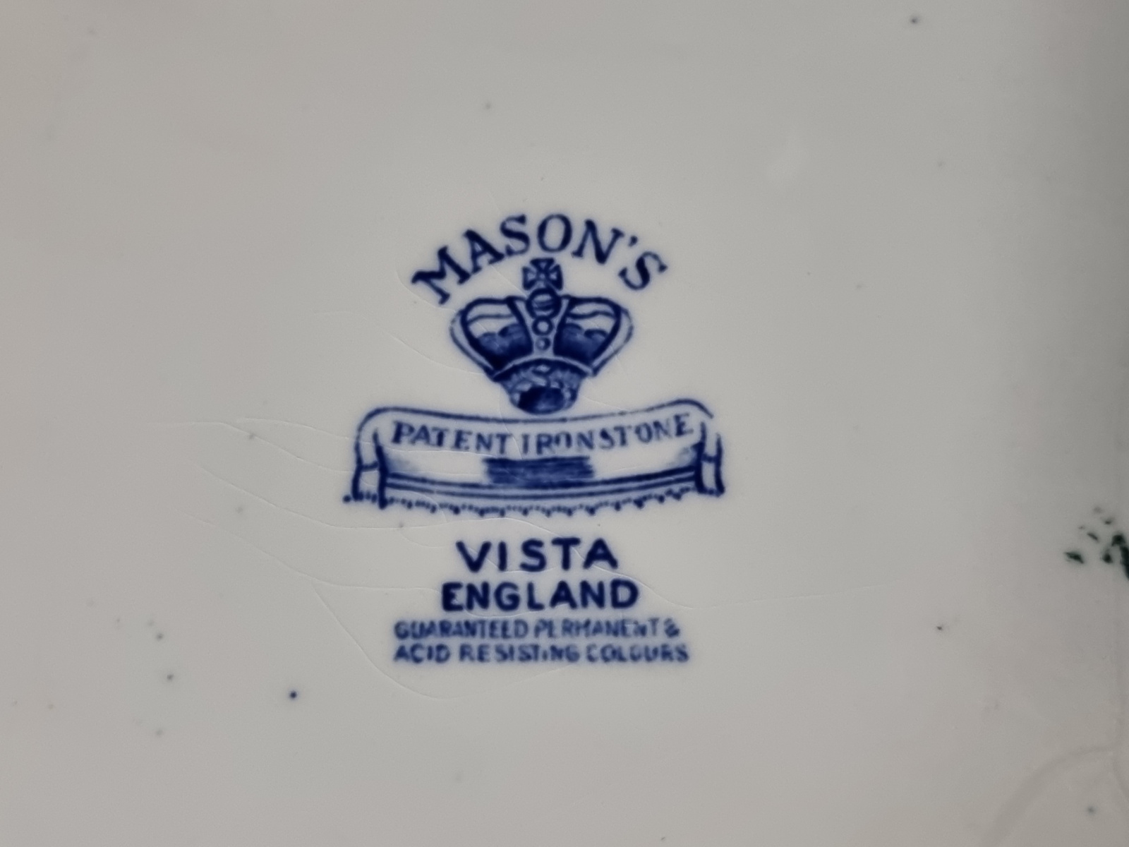 Engels Mason's Vista blauw vierkante schaal met greepjes 28 cm