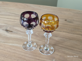 Boheems Kristal Glas set van 2x op voet 12,5 cm