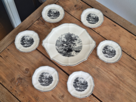 Landschap Zwart Societe Ceramique gebakstel 6 personen (hoekig model)