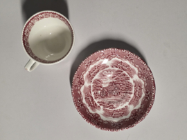 Engels rood Grindley Country Inns kop en schotel (decor binnenin)