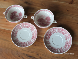 Villeroy en Boch Burgenland rood set 2x soepkom met schotel (rond oortje)