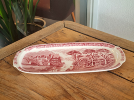 Regout Castillo Old England rood schaal 33 cm met greepjes (rechthoekig)