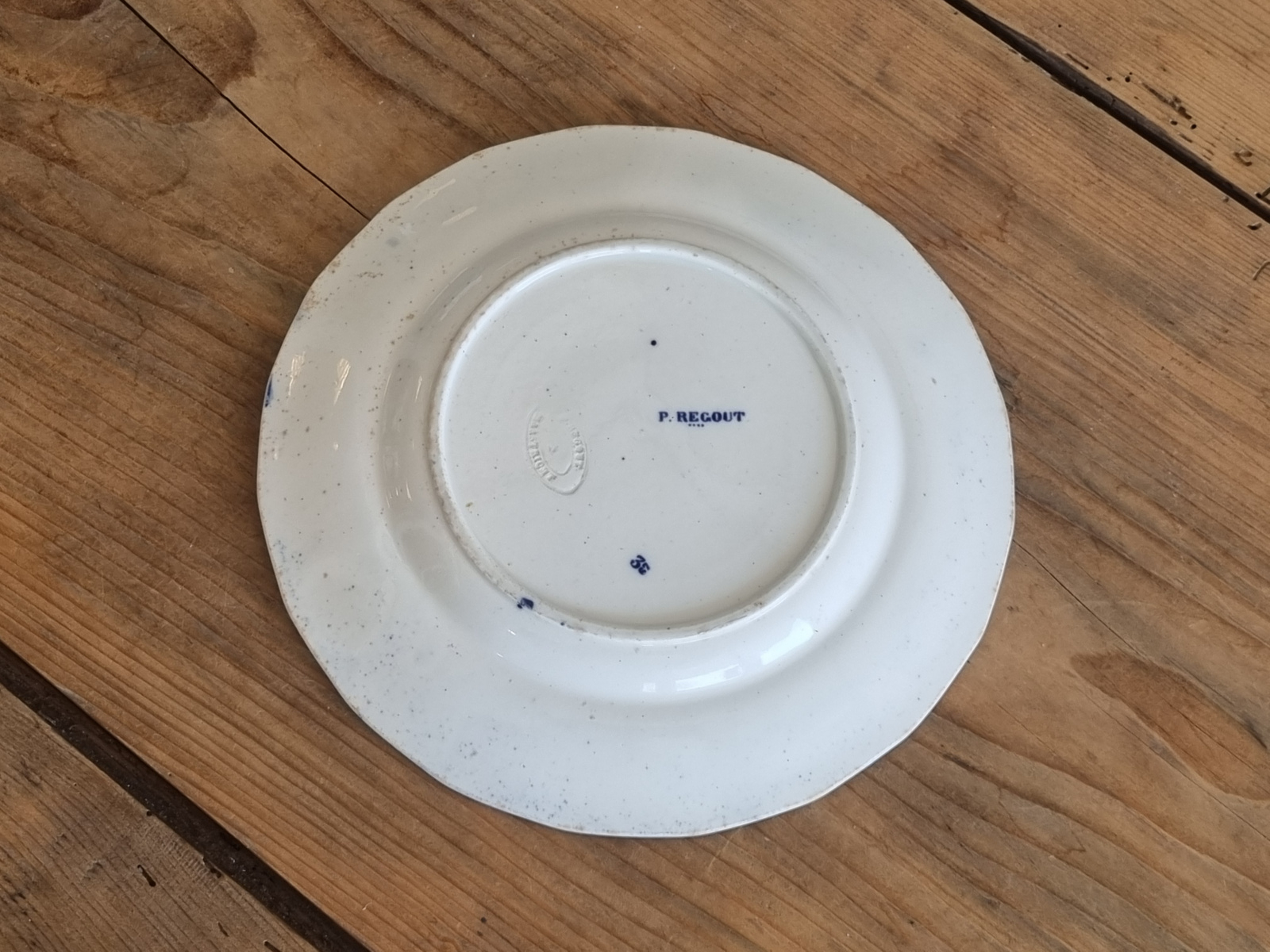 Petrus Regout blauw bord J. Cats 20,5 cm