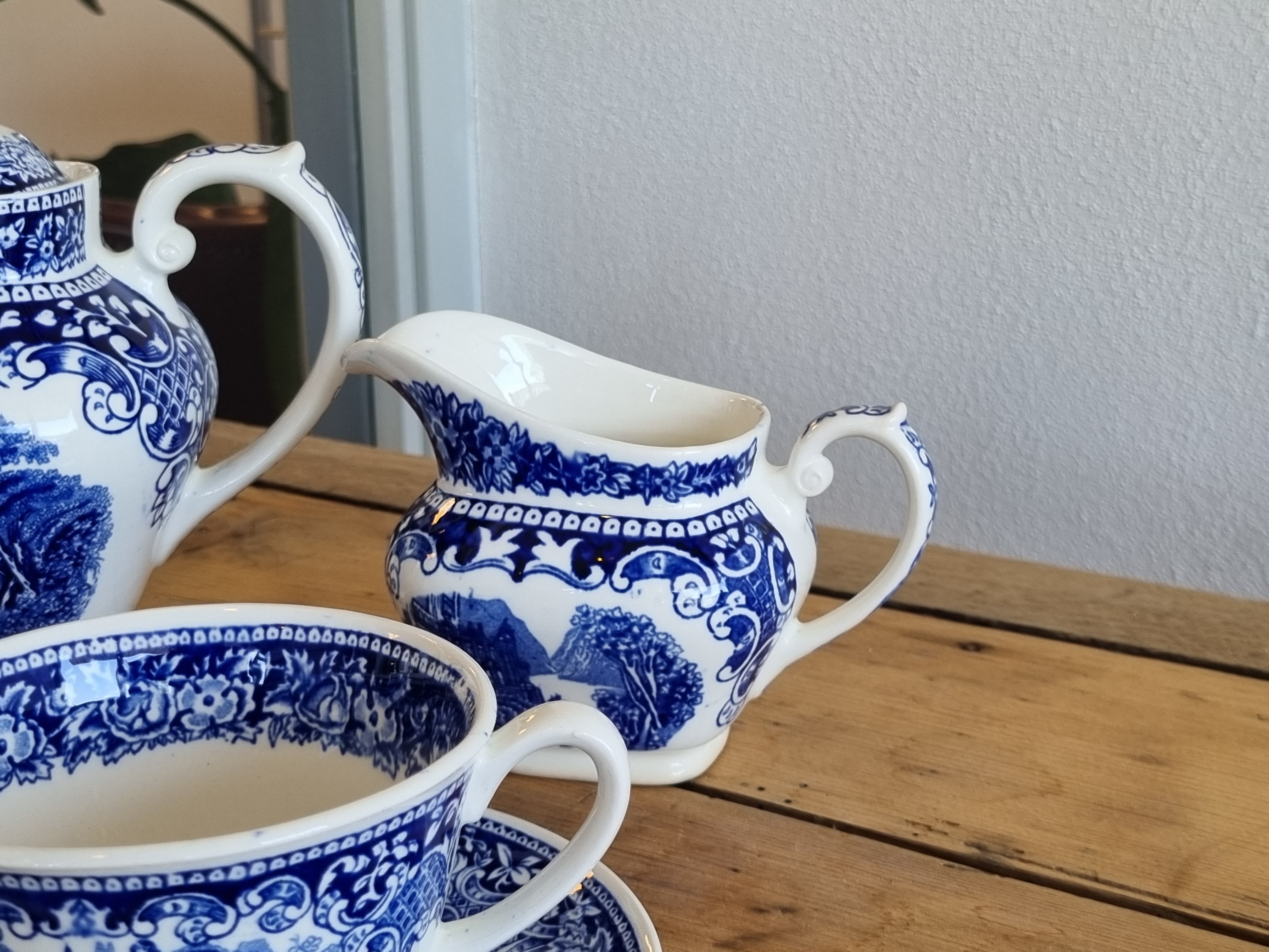 Regout Castillo Old England Cambridge blauw theestel voor 2 personen