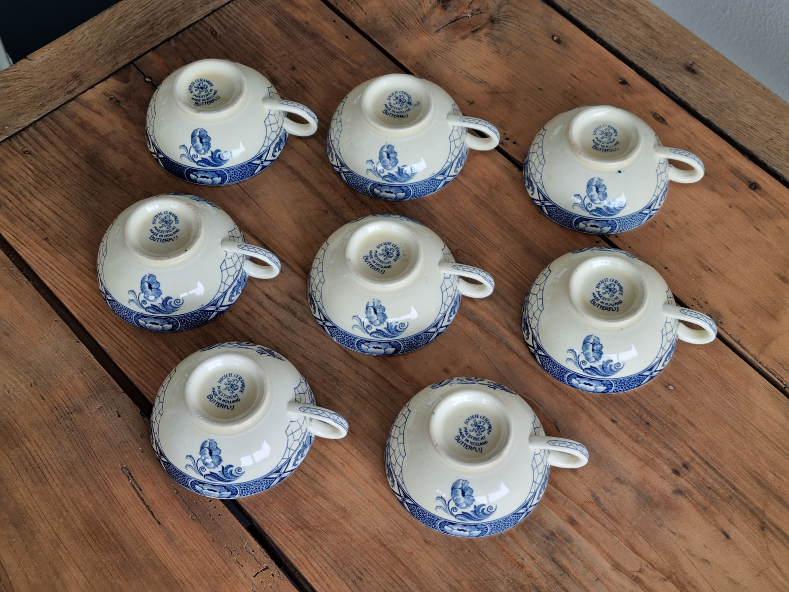 Societe Ceramique Butterflij set 8x kop en schotel