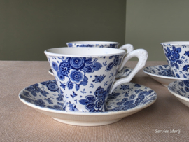 Beatrix Societe Ceramique set 6x Koffie Kop en schotel met bloemkooloortje en relief schotel