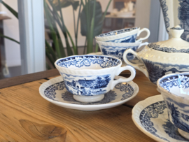 Boerenhoeve blauw Societe Ceramique koffieservies 8 persoons