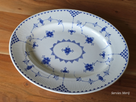 Engels blauw Denmark Furnivals Limited robuust ovale schaal 36,5 cm