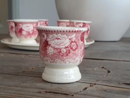 Victoria Rood Societe Ceramique Eierdopset compleet met zoutvaatje (wit)