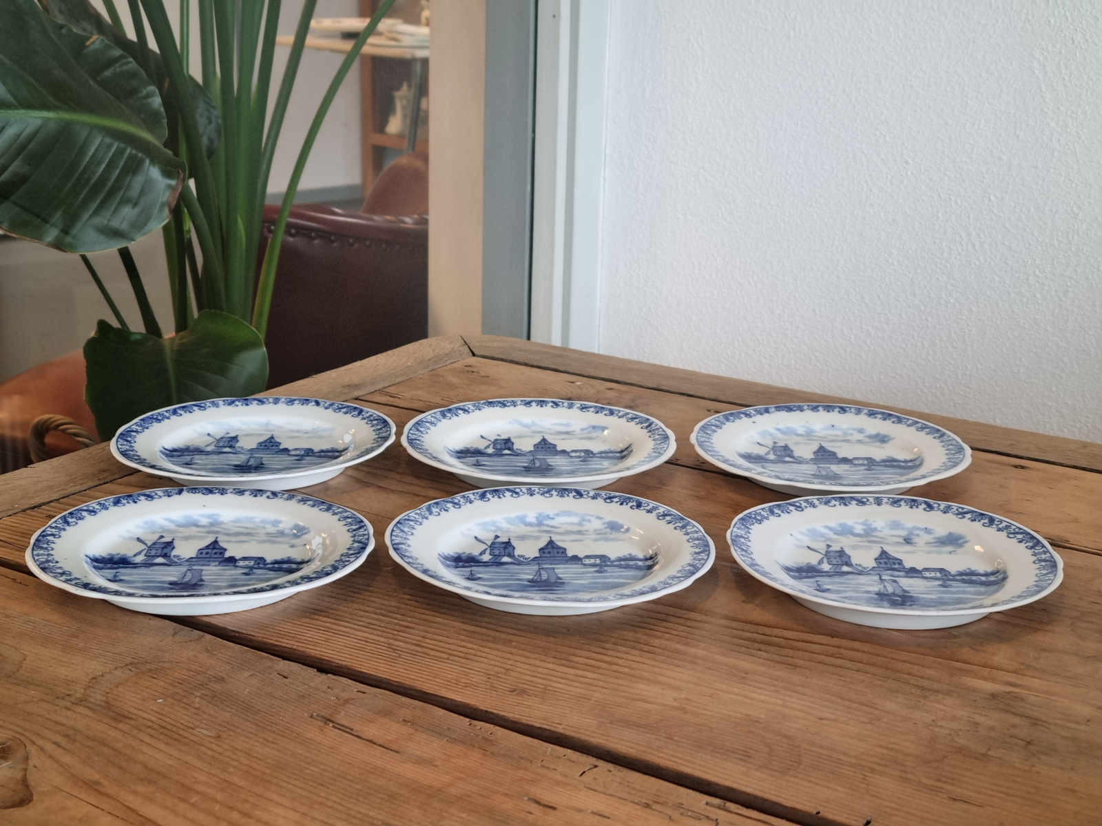 Bootjes Regout model Zwiebelmuster set 6x bordje 15,5 cm