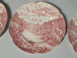 Engels rood Johnson Bros Olde English Countryside set 6x ontbijtbord 20 cm