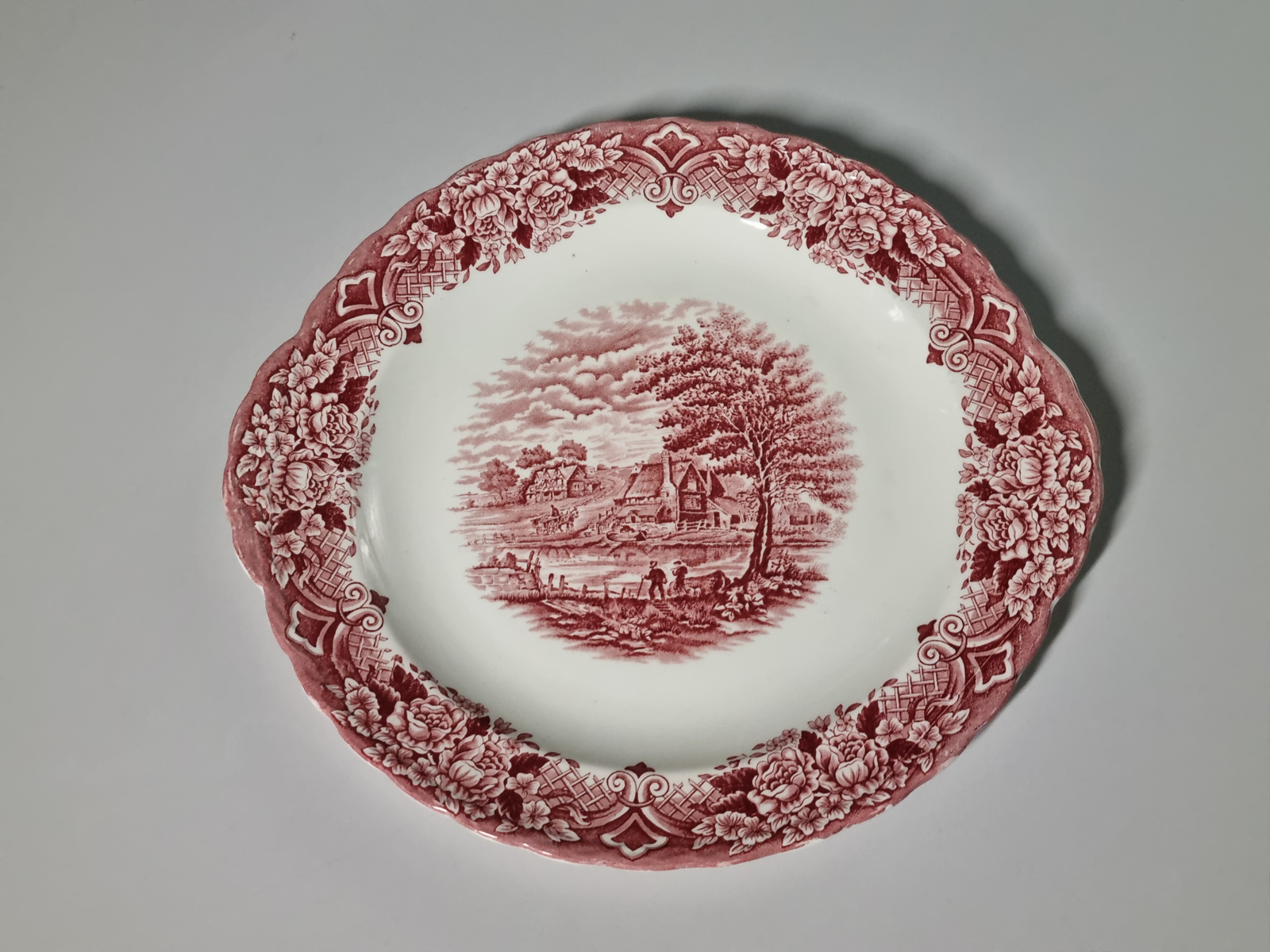 Engels rood Grindley Homeland groot Serveerbord met greepjes (rond) 33 cm