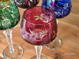 Boheems Kristal Glas set (1) van 6x op hoge voet 20,5 cm alle kleuren