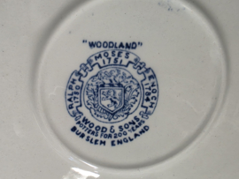Engels blauw Wood & Sons Burslem Woodland soepkom met schotel