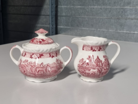 Engels rood Wedgwood Adams English Scenic roomstel (golvend randje)