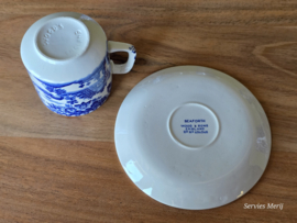 Engels blauw Woods Burslem England Seaforth set 5x Koffie kop en schotel