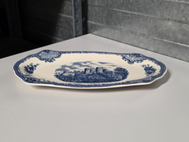 Engels blauw Johnson Bros Old Britain Castles rechthoekige schaal 32,5 cm