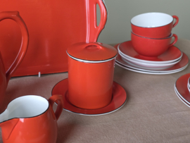 Societe Ceramique rood ontbijtservies 12 personen