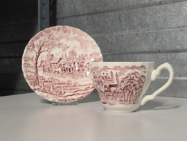 Engels rood Royal Wessex Postkoets set 6x kop en schotel