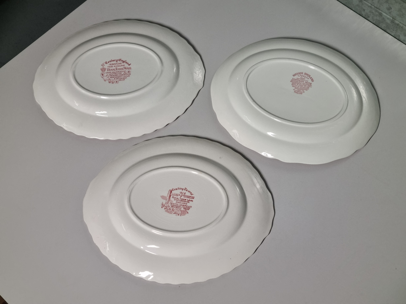 Engels rood Set 3x mix & match ovale serveerschaal