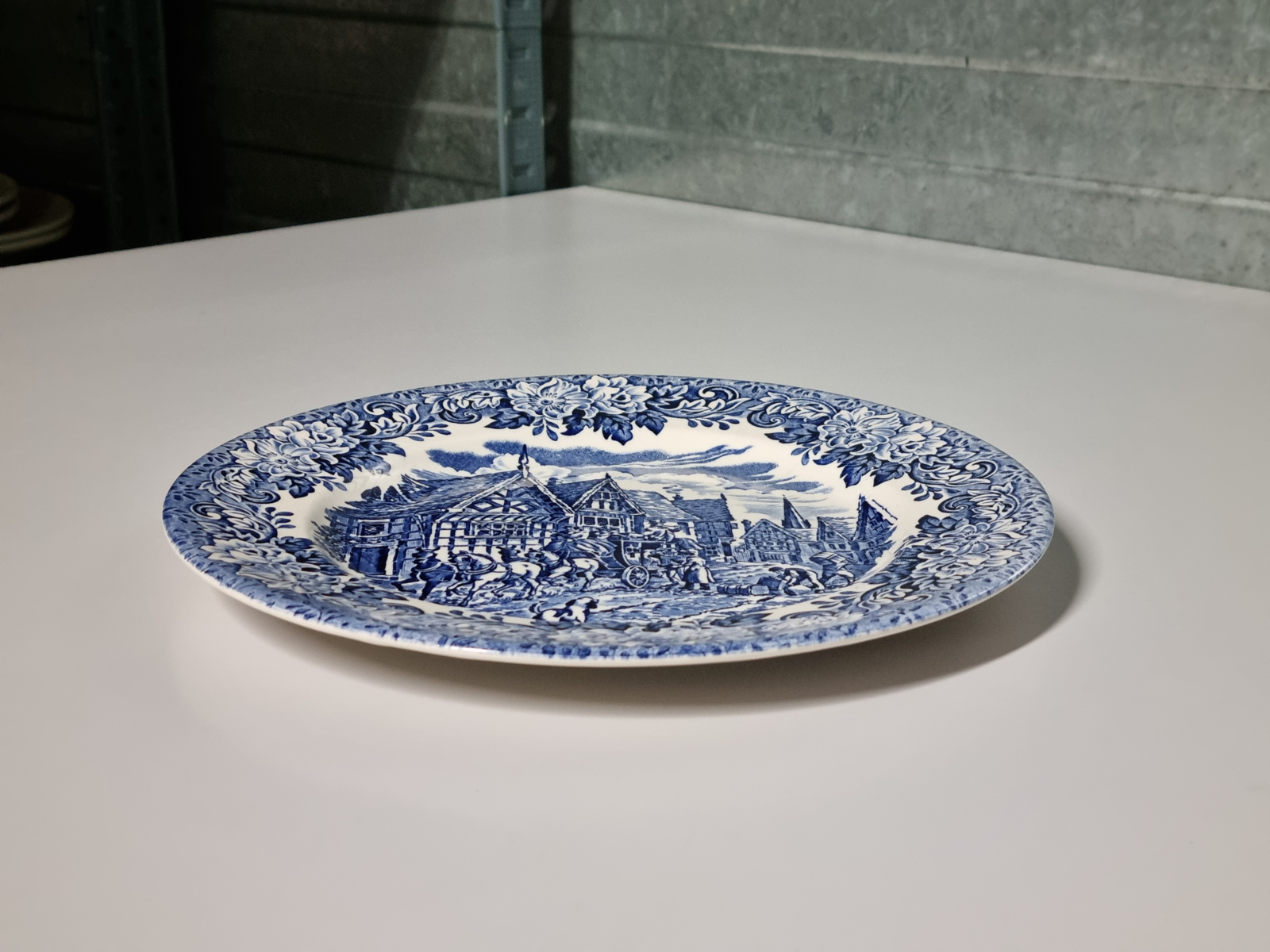 Engels blauw Ironstone plat dinerbord 24 cm