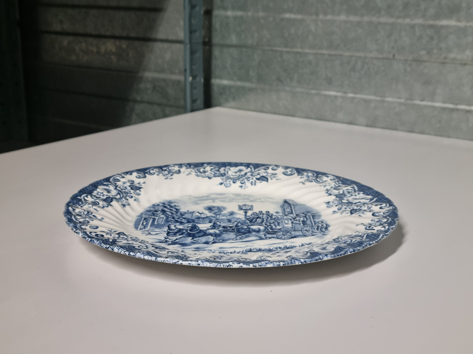 Engels blauw Meakin Coaching Scenes plat dinerbord 25 cm