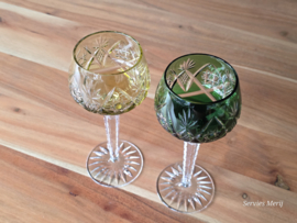 Boheems Kristal Glas set van 2x op hoge voet 19,5 cm