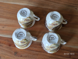Engels Palissy Game Series set 4x koffie kop en schotel (afb. fazant - snip)