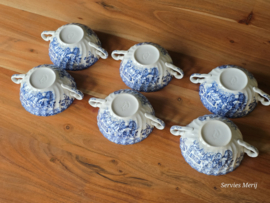 Engels blauw Johnson Bros Coaching Scenes set 6x soepkom