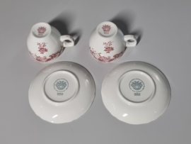 Villeroy en Boch Valeria rood Set 2x Koffie Kop en schotel (stapelbaar, zonder randje)