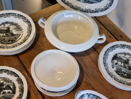 Boerenhoeve Zwart Societe Ceramique compleet eetservies 4 personen