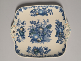 Engels Mason's Fruit Basket blauw vierkante schaal met greepjes 24 cm