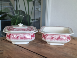 Victoria Rood Societe Ceramique Set 2x Dekschaal en Groenteschaal (ondergrondkleur wit)