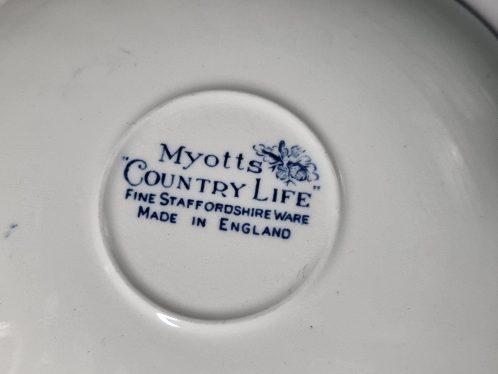 Engels blauw Jachtservies Myott's Country Life set 6x Kop en schotel (witte binnenkant)