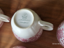 Villeroy en Boch Burgenland rood set  8x koffie kop en schotel (oud groen stempel)