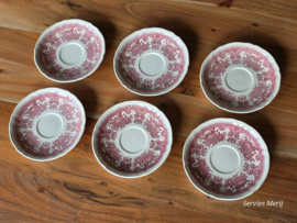Villeroy en Boch Burgenland rood set  6x koffie kop en schotel (bruin stempel)