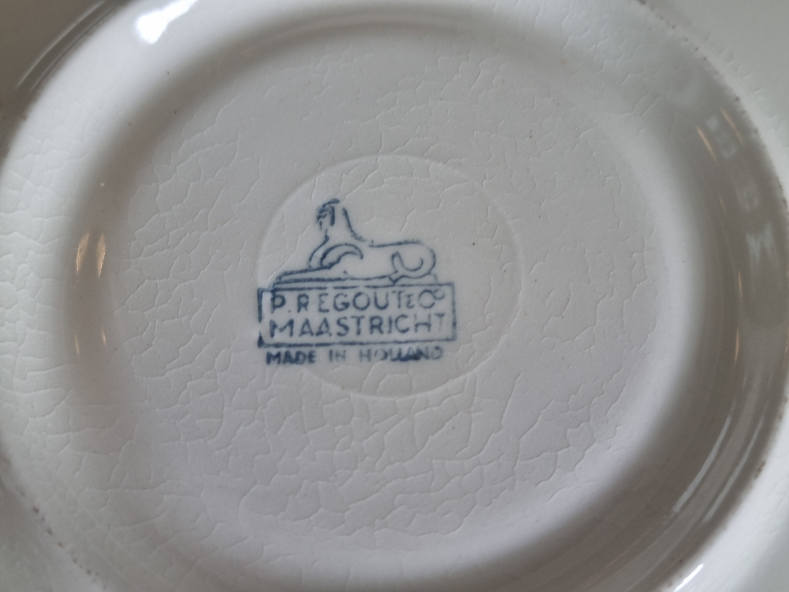 Petrus Regout creme Recamier set 2x losse Schotel 17 cm