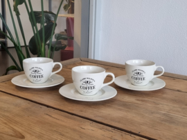 Claire Wilson’s Set 3x Coffee Kop en Schotel Oud model