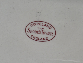 Engels Copeland Spode's Tower rood hoge vierkante schaal 20,5 cm