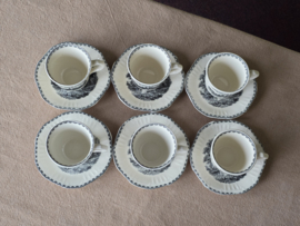 Landschap Zwart Societe Ceramique set 6x Espresso Kop en schotel