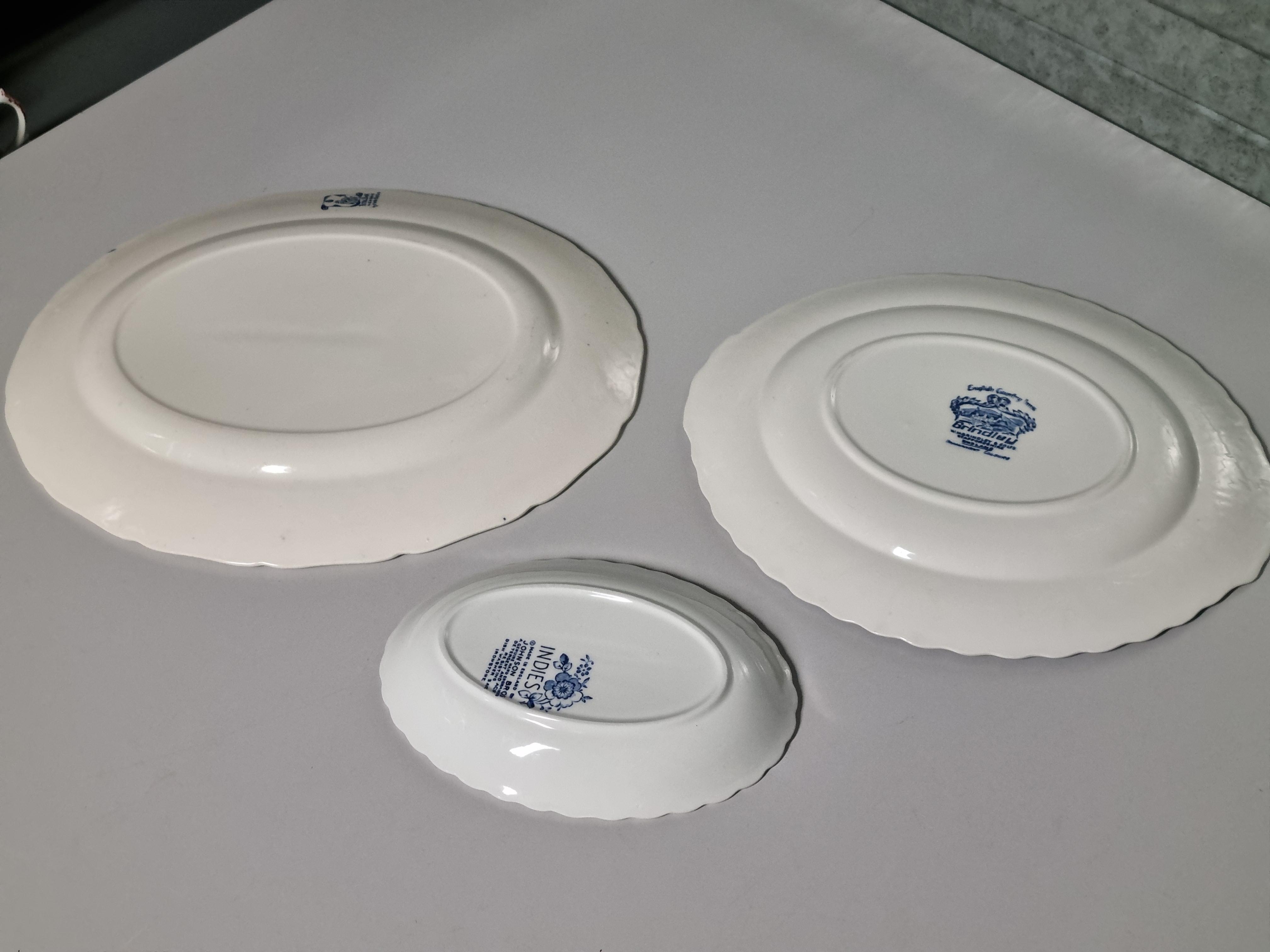 Engels blauw Set 3x mix & match ovale serveerschaal