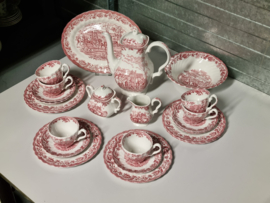 Engels rood Jachtservies Myott's Country Life Ontbijtservies 6 personen