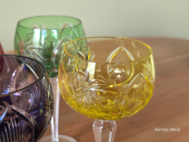 Boheems Kristal Glas set (3) van 6x op hoge voet 18,5 cm alle kleuren