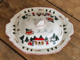 Engels Mason's Christmas Village 1983 Kerstservies Dekschaal Terrine