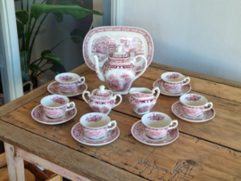 Regout Castillo Old England rood Koffie Theeservies 6-pers.